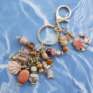 Coastal Seashell-inspired Purse Charm or Keychain Sea Ocean Beach Handcrafted